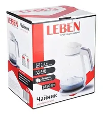 Чайник Leben 291-060, белый/серый